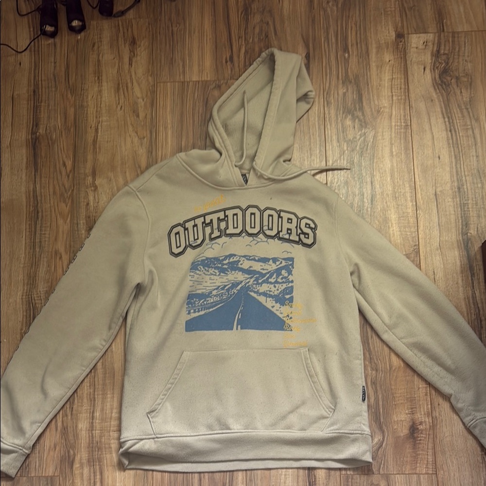 Beige Outdoors Graphic Hoodie